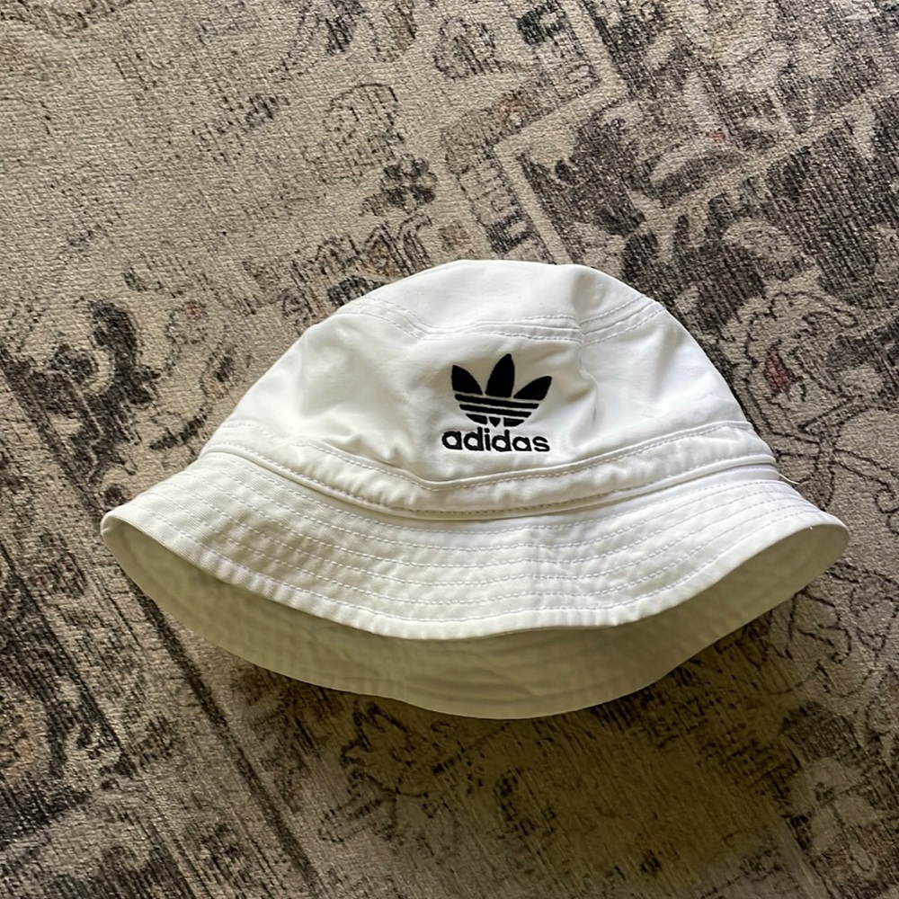 Adidas White Canvas Bucket Hat